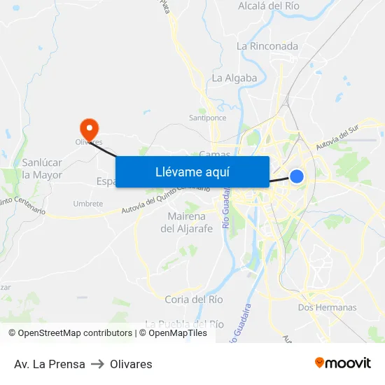 Av. La Prensa to Olivares map