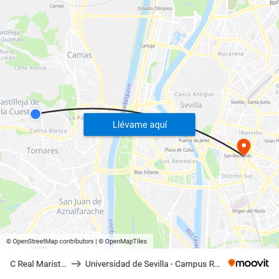 C Real Maristas (V) to Universidad de Sevilla - Campus Ramón y Cajal map