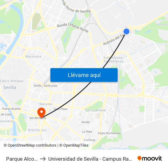 Parque Alcosa(I) to Universidad de Sevilla - Campus Ramón y Cajal map