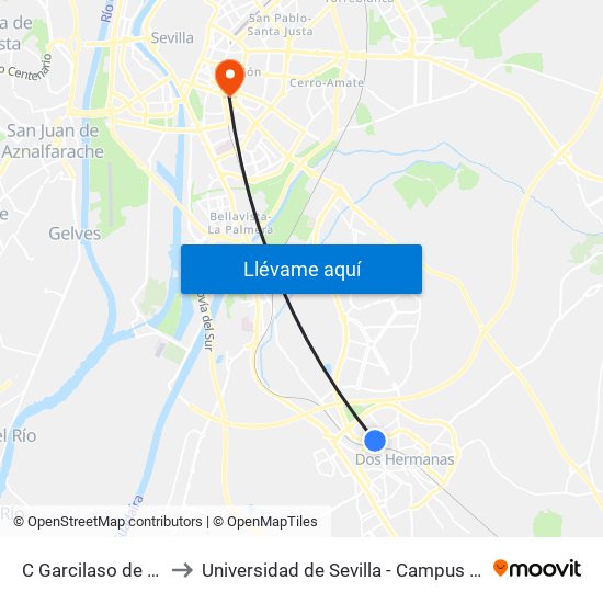 C Garcilaso de La Vega to Universidad de Sevilla - Campus Ramón y Cajal map