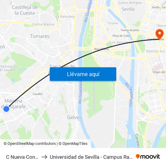 C Nueva Confiteria to Universidad de Sevilla - Campus Ramón y Cajal map