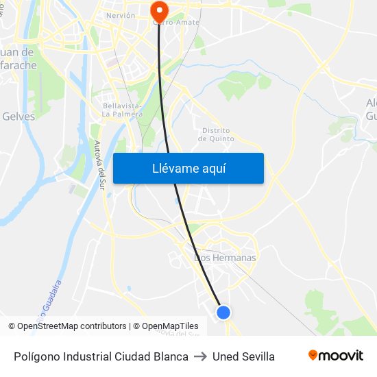 Polígono Industrial Ciudad Blanca to Uned Sevilla map