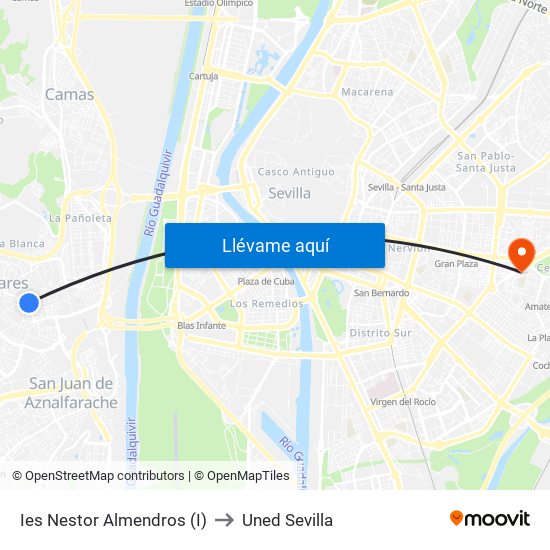 Ies Nestor Almendros (I) to Uned Sevilla map