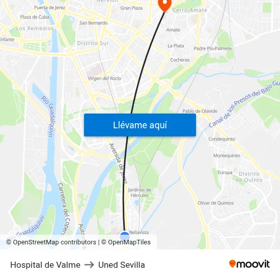Hospital de Valme to Uned Sevilla map