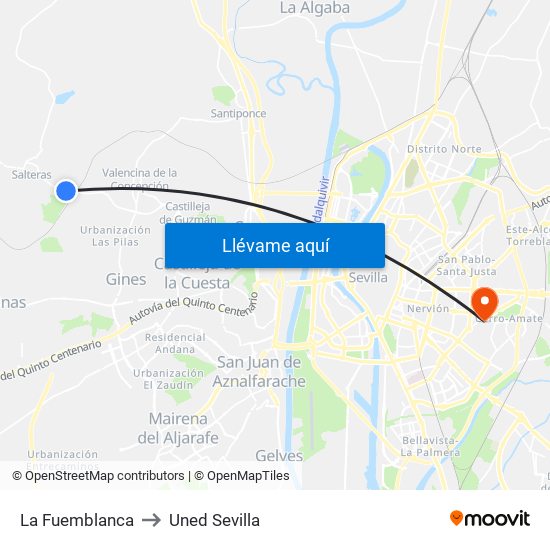 La Fuemblanca to Uned Sevilla map