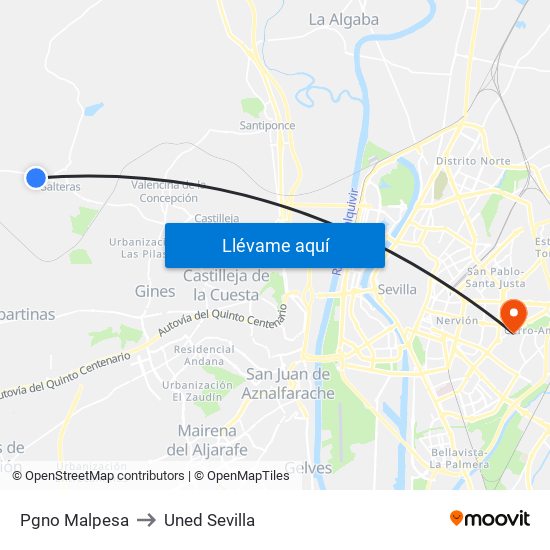 Pgno Malpesa to Uned Sevilla map