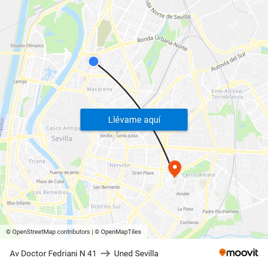 Av Doctor Fedriani N 41 to Uned Sevilla map