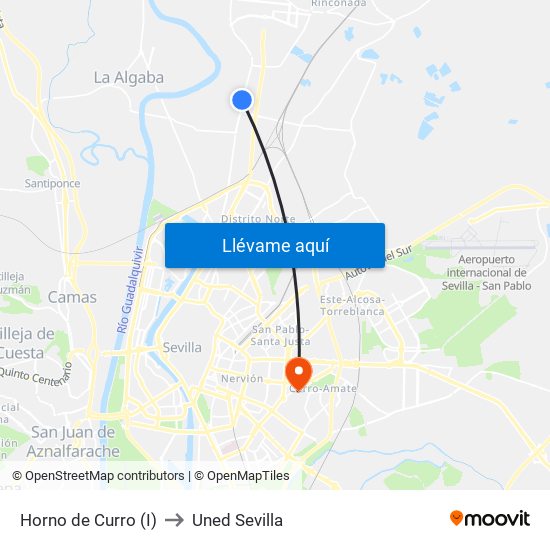 Horno de Curro (I) to Uned Sevilla map