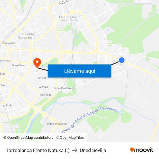 Torreblanca Frente Natuka (I) to Uned Sevilla map