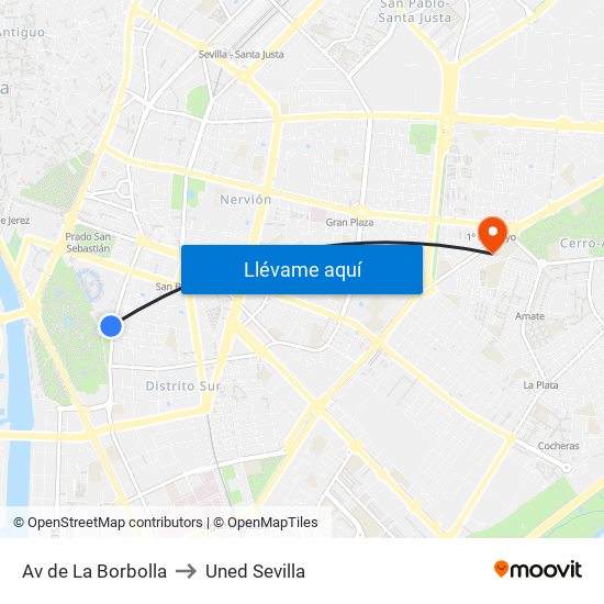 Av de La Borbolla to Uned Sevilla map