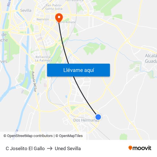 C Joselito El Gallo to Uned Sevilla map