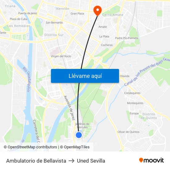 Ambulatorio de Bellavista to Uned Sevilla map