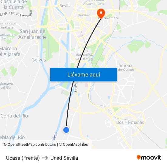 Ucasa (Frente) to Uned Sevilla map
