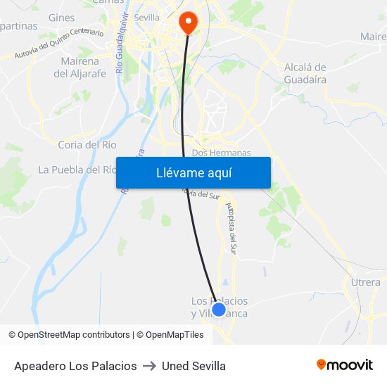 Apeadero Los Palacios to Uned Sevilla map