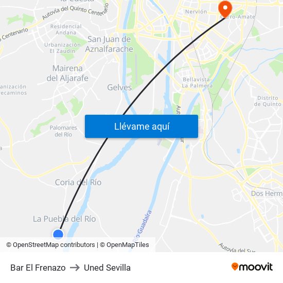 Bar El Frenazo to Uned Sevilla map