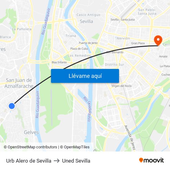 Urb Alero de Sevilla to Uned Sevilla map