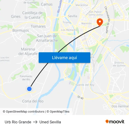 Urb Rio Grande to Uned Sevilla map
