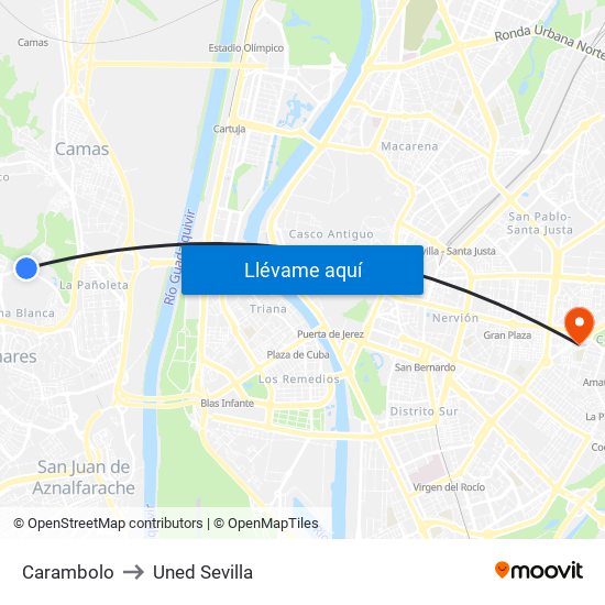 Carambolo to Uned Sevilla map