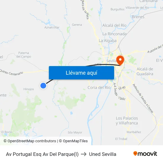 Av Portugal Esq Av Del Parque(I) to Uned Sevilla map