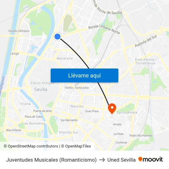 Juventudes Musicales (Romanticismo) to Uned Sevilla map