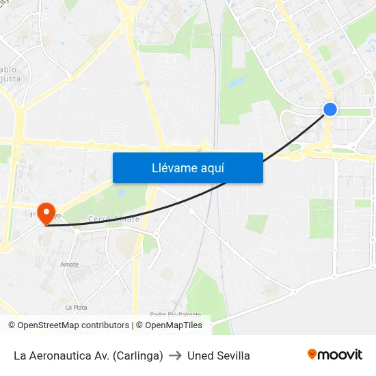 La Aeronautica  Av. (Carlinga) to Uned Sevilla map