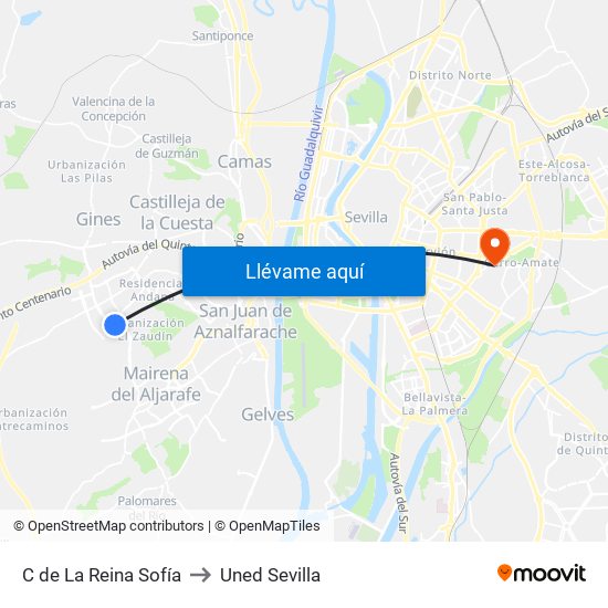 C de La Reina Sofía to Uned Sevilla map