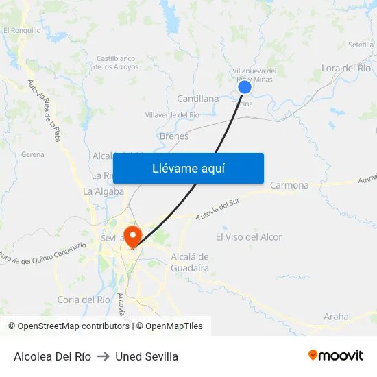 Alcolea Del Río to Uned Sevilla map
