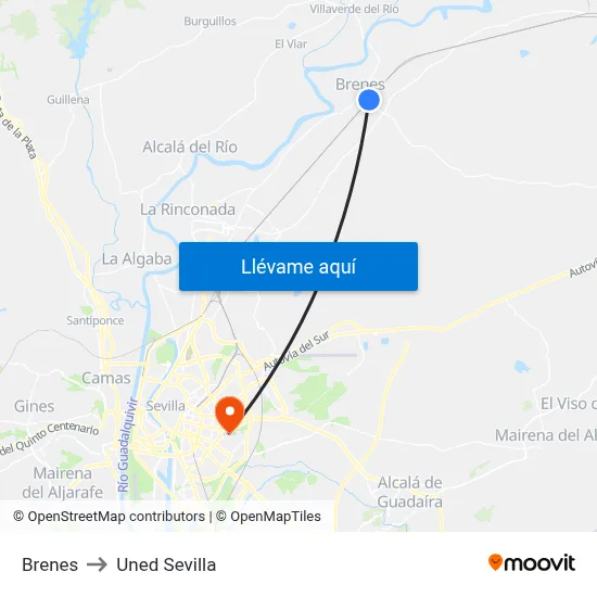 Brenes to Uned Sevilla map