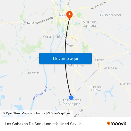 Las Cabezas De San Juan to Uned Sevilla map