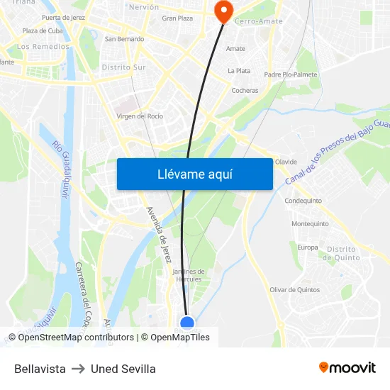 Bellavista to Uned Sevilla map