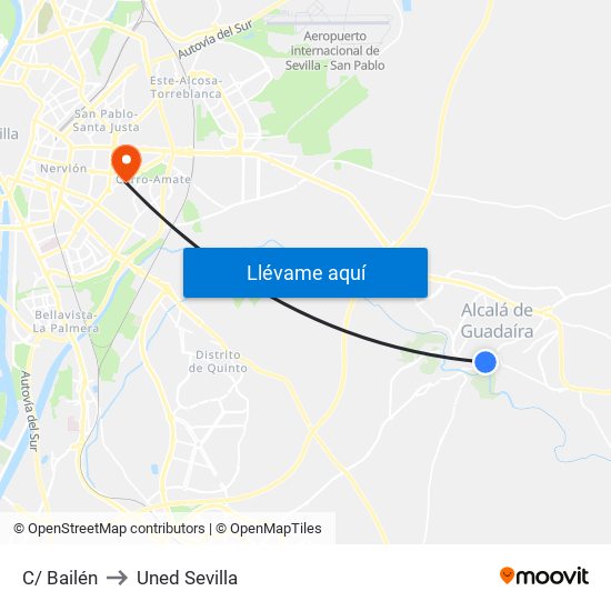 C/ Bailén to Uned Sevilla map