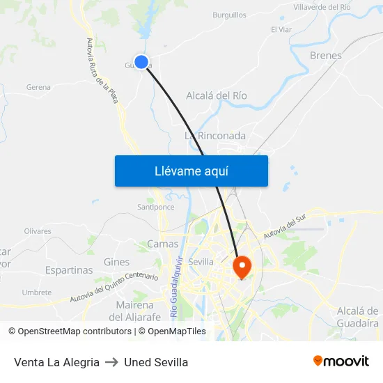 Venta La Alegria to Uned Sevilla map