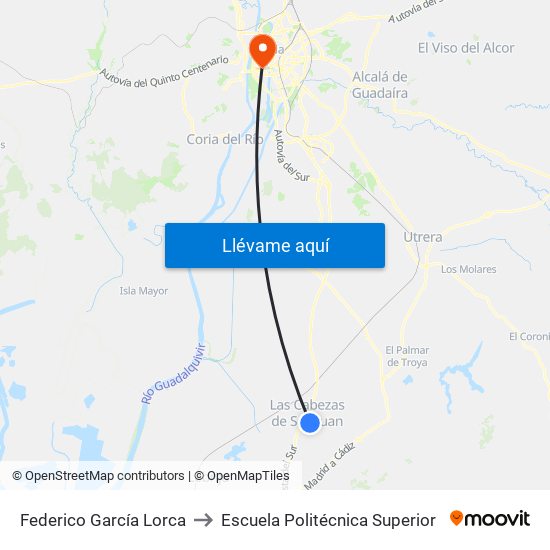 Federico García Lorca to Escuela Politécnica Superior map