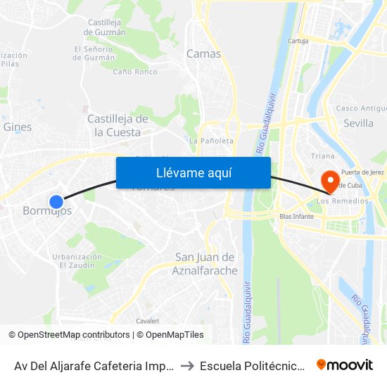 Av Del Aljarafe Cafeteria Imperial (Frente) to Escuela Politécnica Superior map