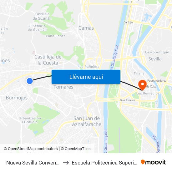 Nueva Sevilla Convento to Escuela Politécnica Superior map