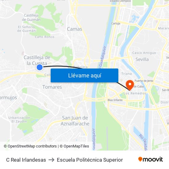 C Real Irlandesas to Escuela Politécnica Superior map