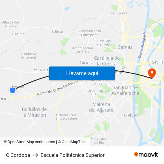 C Cordoba to Escuela Politécnica Superior map