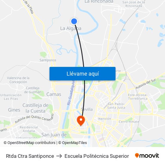 Rtda Ctra Santiponce to Escuela Politécnica Superior map