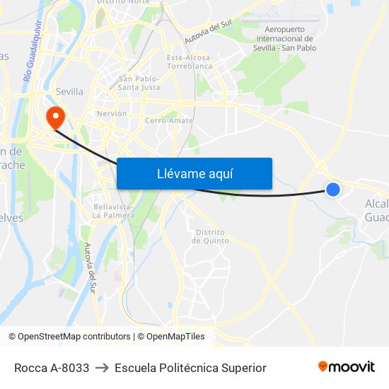 Rocca A-8033 to Escuela Politécnica Superior map