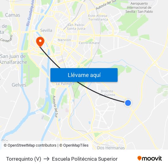 Torrequinto (V) to Escuela Politécnica Superior map