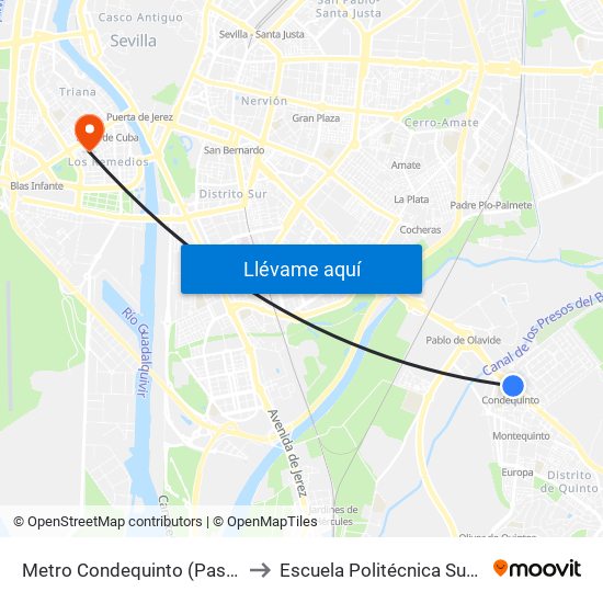 Metro Condequinto (Pasarela) to Escuela Politécnica Superior map