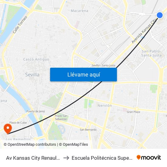 Av Kansas City Renault(I) to Escuela Politécnica Superior map