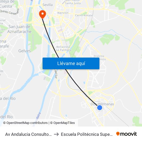 Av Andalucia Consultorio to Escuela Politécnica Superior map