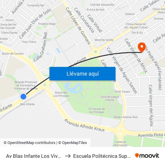 Av Blas Infante Los Viveros to Escuela Politécnica Superior map