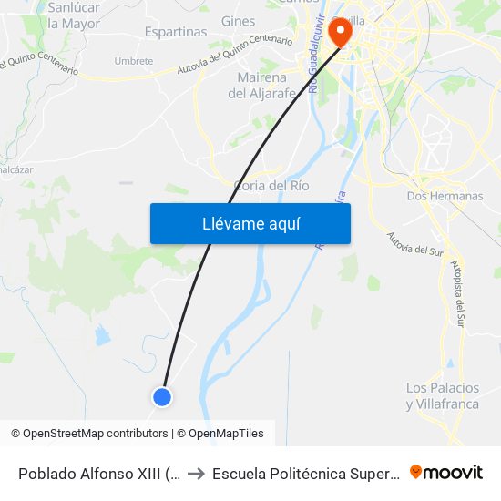 Poblado Alfonso XIII (V) to Escuela Politécnica Superior map