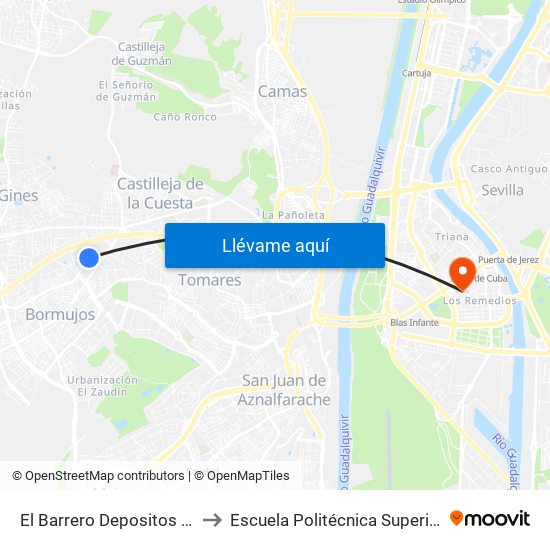 El Barrero Depositos (I) to Escuela Politécnica Superior map