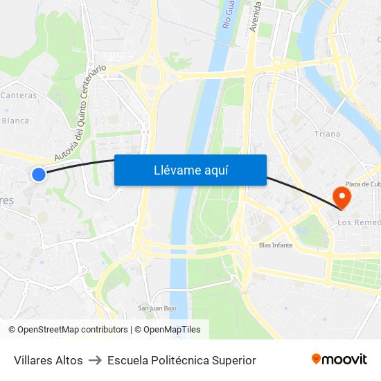 Villares Altos to Escuela Politécnica Superior map