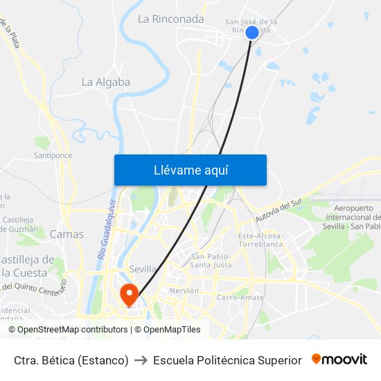 Ctra. Bética (Estanco) to Escuela Politécnica Superior map