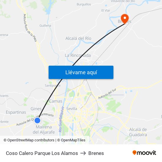 Coso Calero Parque Los Alamos to Brenes map