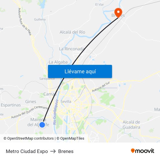 Metro Ciudad Expo to Brenes map